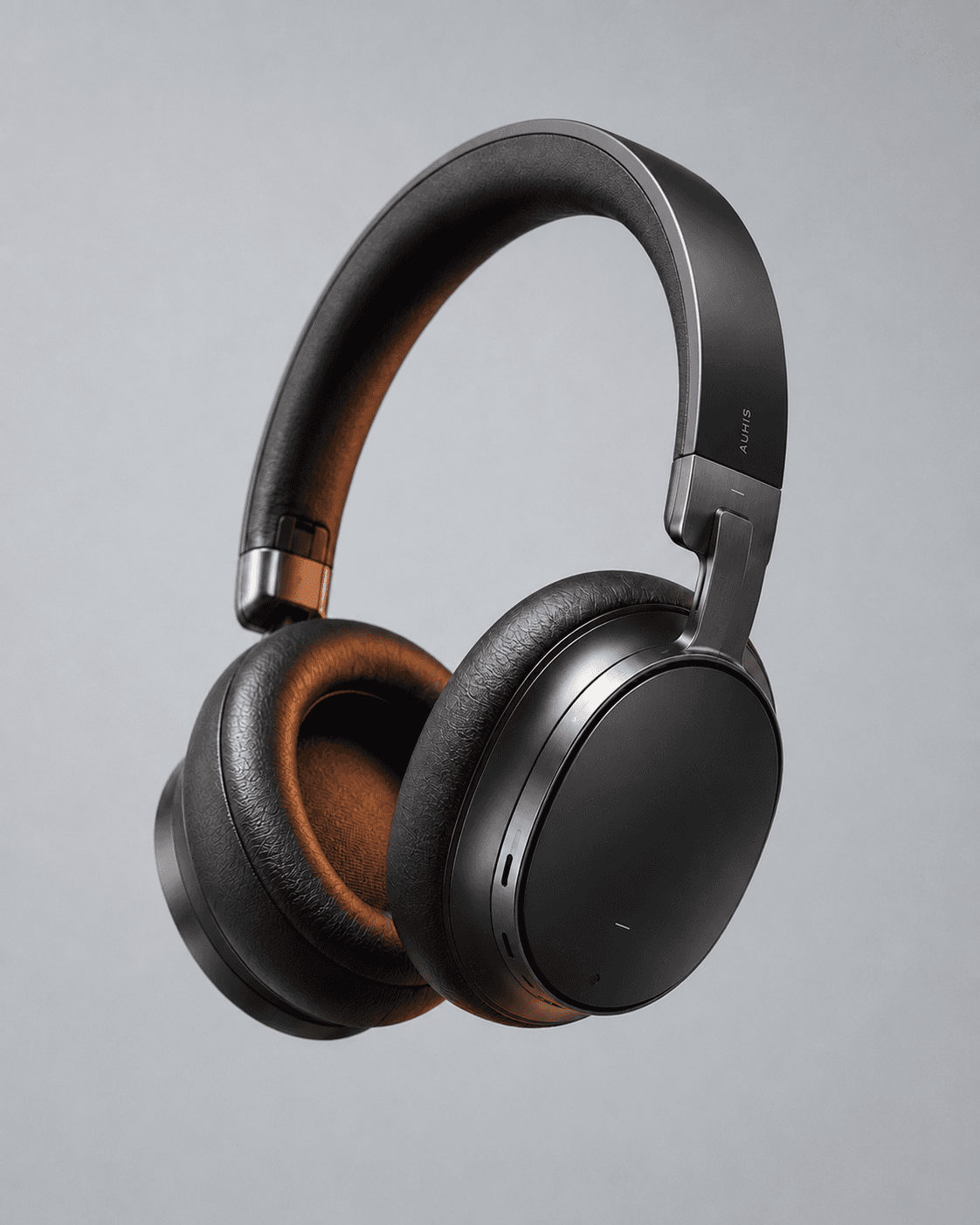 Over-ear headphones with a brushed metal headband and contrasting cushion lining.